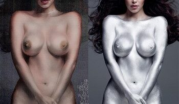 Kim Kardashian Nude Body Painting Leaked