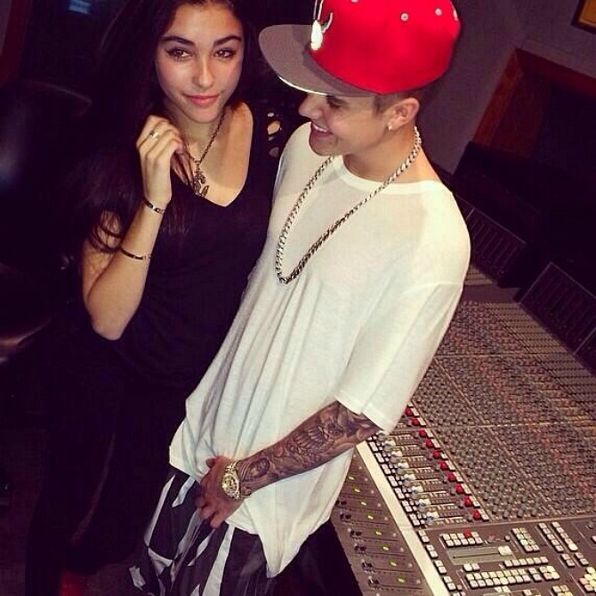 Madison Beer And Justin Bieber Play Around In Studio