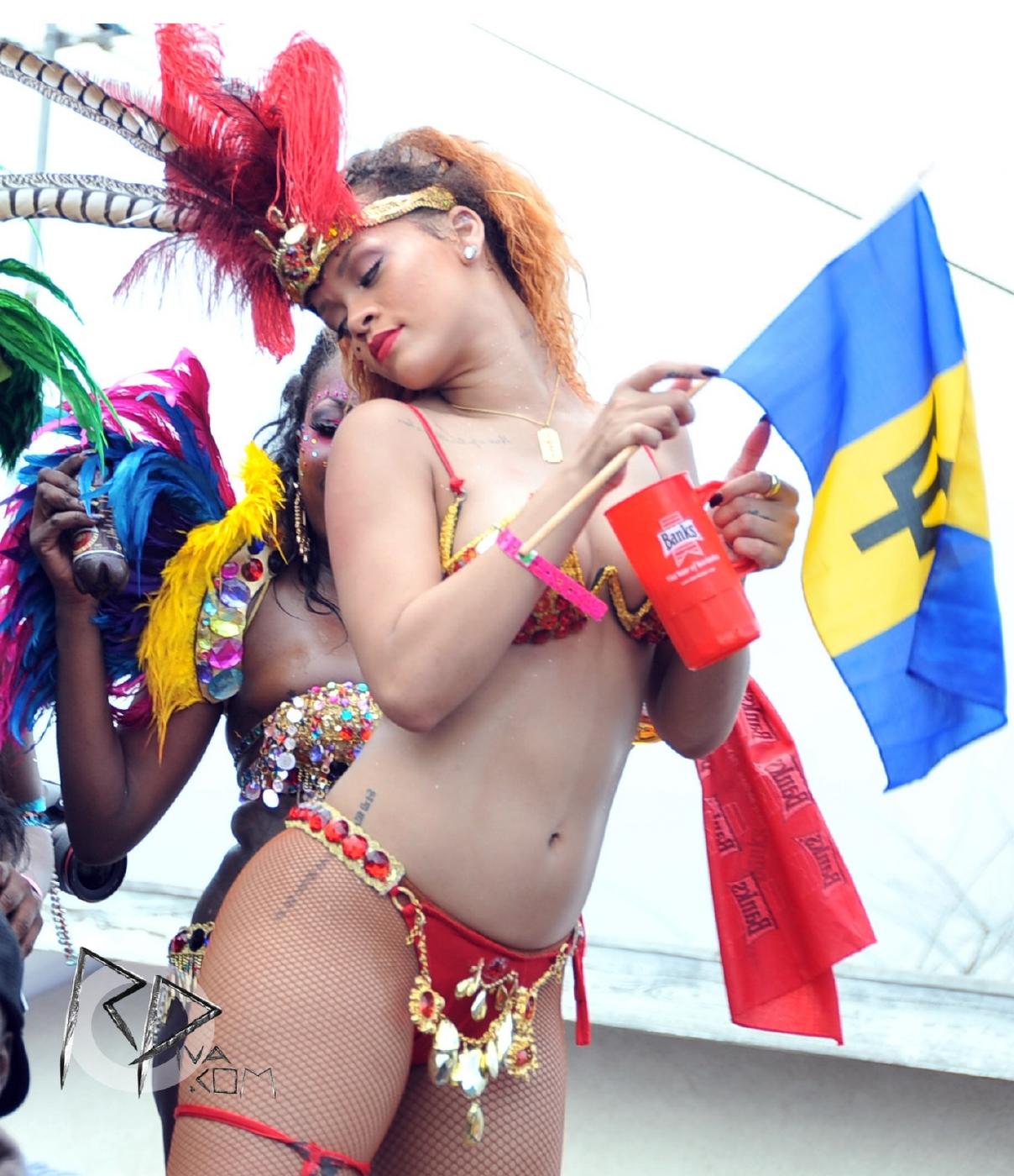 rihanna bikini nip slip barbados festival photos leaked TBJKZU