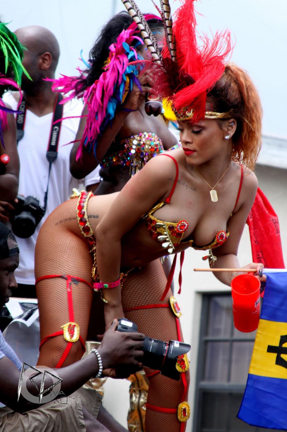 rihanna bikini nip slip barbados festival photos leaked UVXGPF