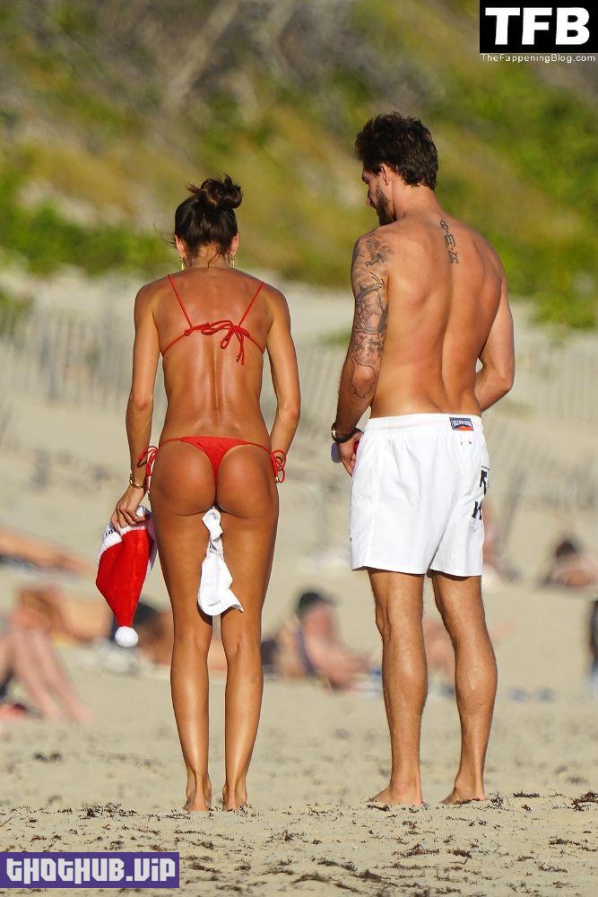 Sexy Annessa Poses In A Red Bikini On The Beach