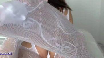 Natalie Roush Sexy White Fishnet Lingerie Video Leaked
